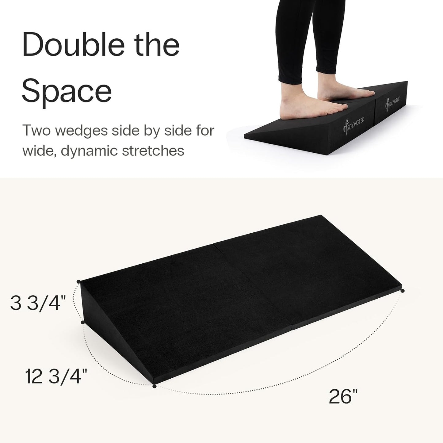 XL Foam Yoga Wedge Blocks, Black, Set of 2, 16.5° Incline, 13" × 12.75" × 3.75", for Yoga, Stretching, Squats & Physical Therapy