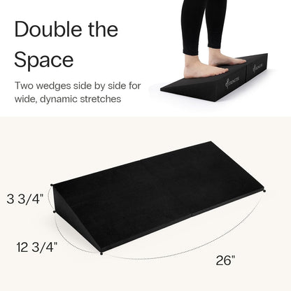 XL Foam Yoga Wedge Blocks, Black, Set of 2, 16.5° Incline, 13" × 12.75" × 3.75", for Yoga, Stretching, Squats & Physical Therapy