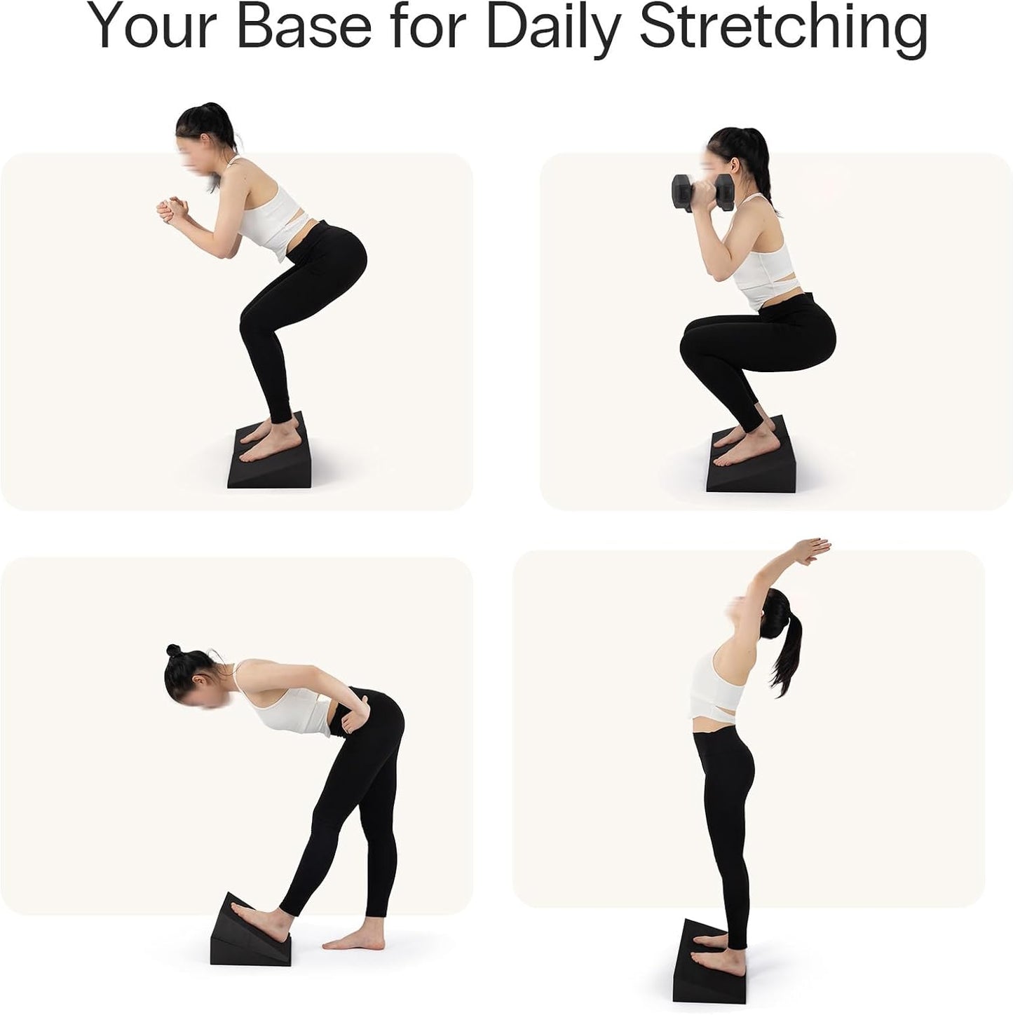XL Foam Yoga Wedge Blocks, Black, Set of 2, 16.5° Incline, 13" × 12.75" × 3.75", for Yoga, Stretching, Squats & Physical Therapy