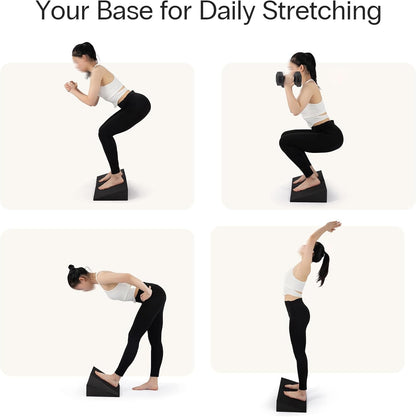 XL Foam Yoga Wedge Blocks, Black, Set of 2, 16.5° Incline, 13" × 12.75" × 3.75", for Yoga, Stretching, Squats & Physical Therapy